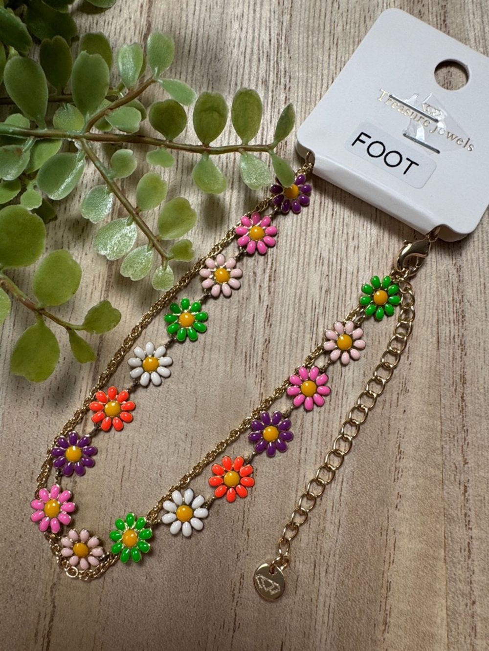 🎉HP Treasure Jewels Gold Multi Daisy Anklet 💗 Pink Green Purple Orange White